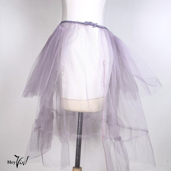 Vintage Net Crinoline Petticoat Slip Light Purple Waist Tie W26-28 L22 - Hey Viv - Picture 2 of 5
